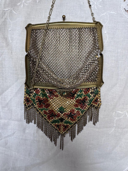Art Deco Mandalian Enameled Mesh Purse