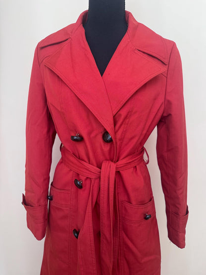 Vintage 70s Red Trench Coat with faux fur lining