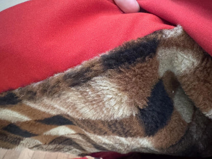 Vintage 70s Red Trench Coat with faux fur lining