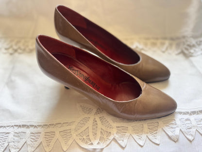 Vintage Yves Saint Laurent 1980s Taupe Pumps
