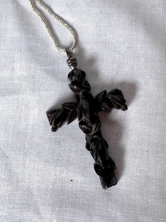Antique Victorian Gutta Percha Cross Pendant