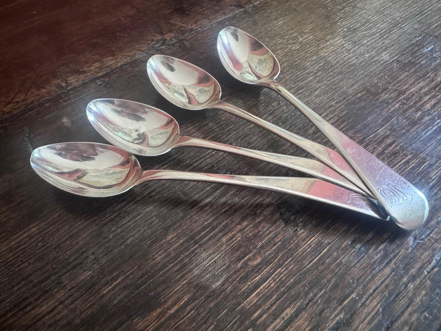 Hallmarked 1814 Georgian Sterling Silver Teaspoons (Set of 4)