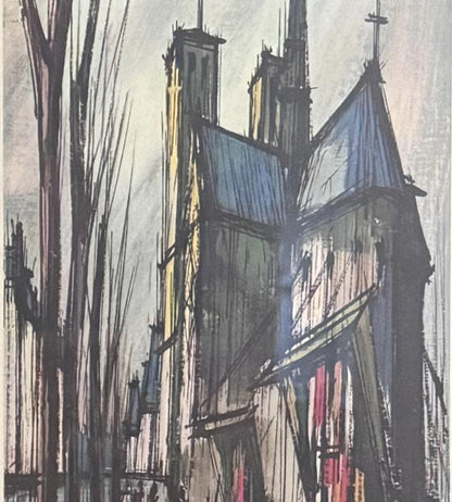 Vintage F. Depresle Mid Century Lithograph Print "The Bookstalls"