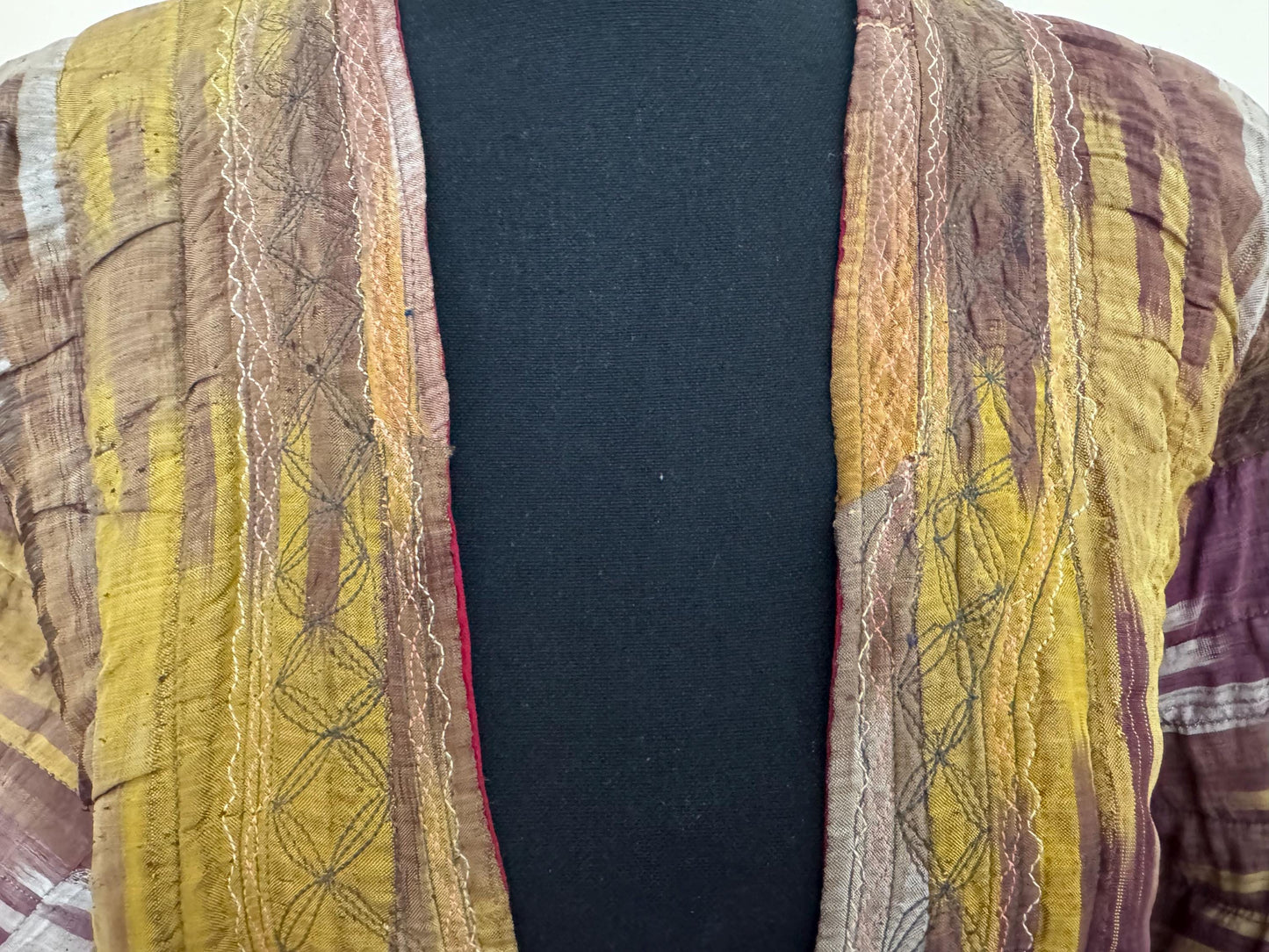 Antique Uzbek Chapan Ikat Robe | Hand Quilted Silk Cotton Coat