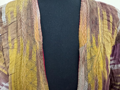 Antique Uzbek Chapan Ikat Robe | Hand Quilted Silk Cotton Coat