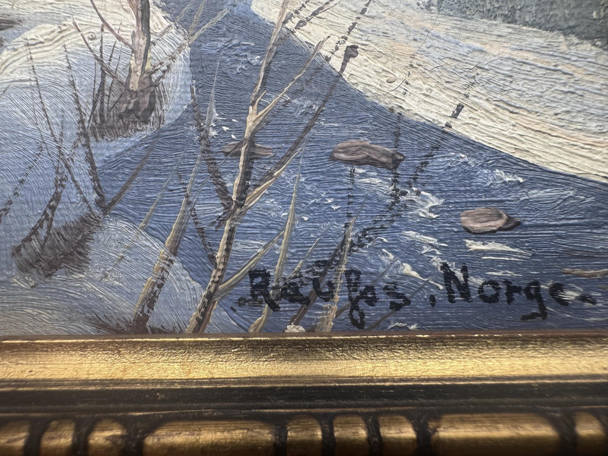 Mid Century Norwegian Willy Dannerfjord Oil Painting