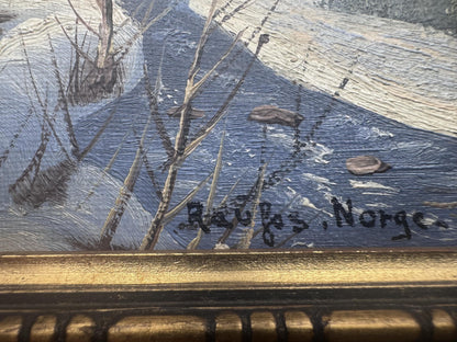 Mid Century Norwegian Willy Dannerfjord Oil Painting