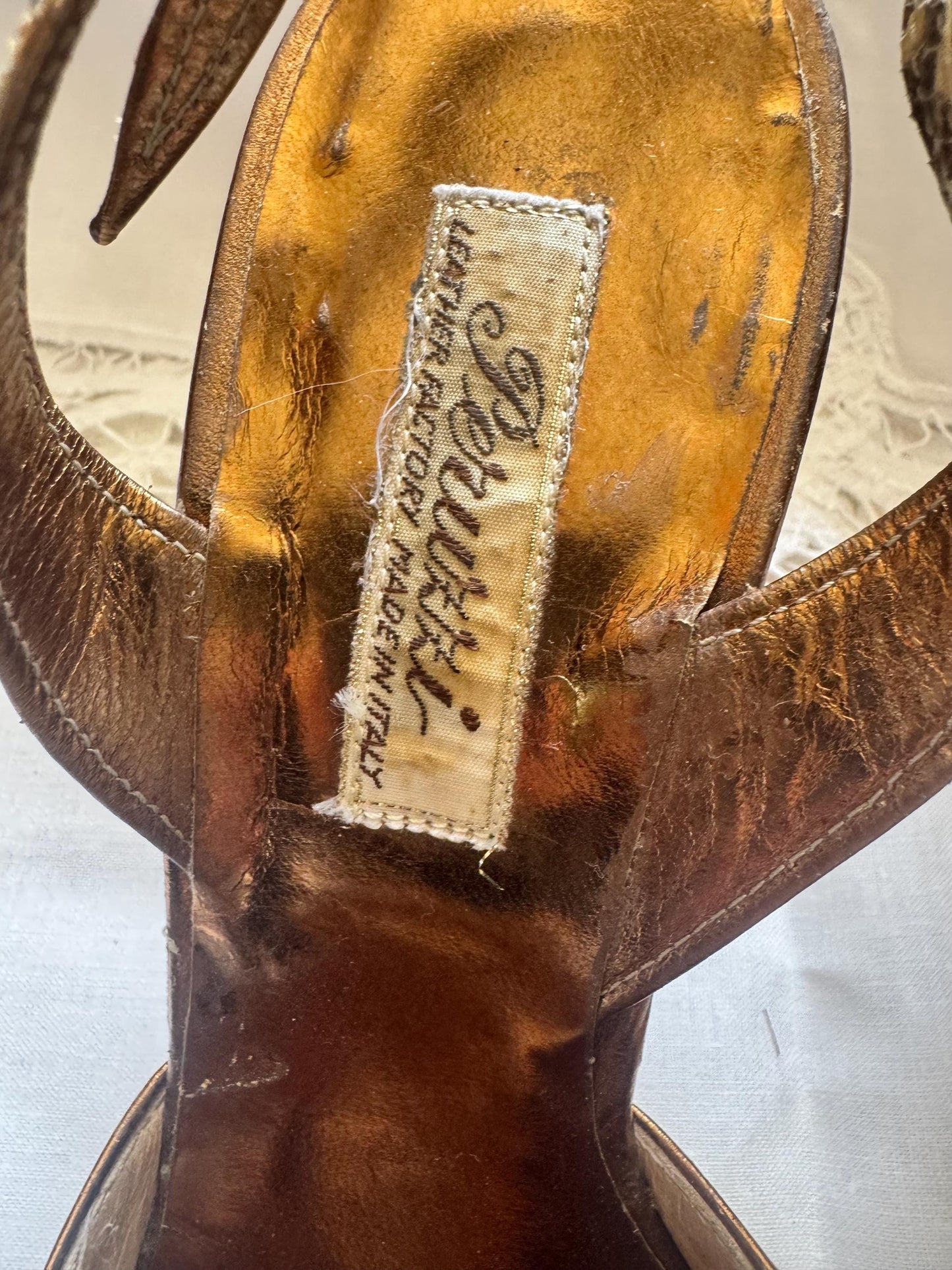 1950s Peruzzi Snakeskin Slingback Heels
