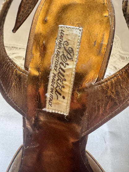 1950s Peruzzi Snakeskin Slingback Heels