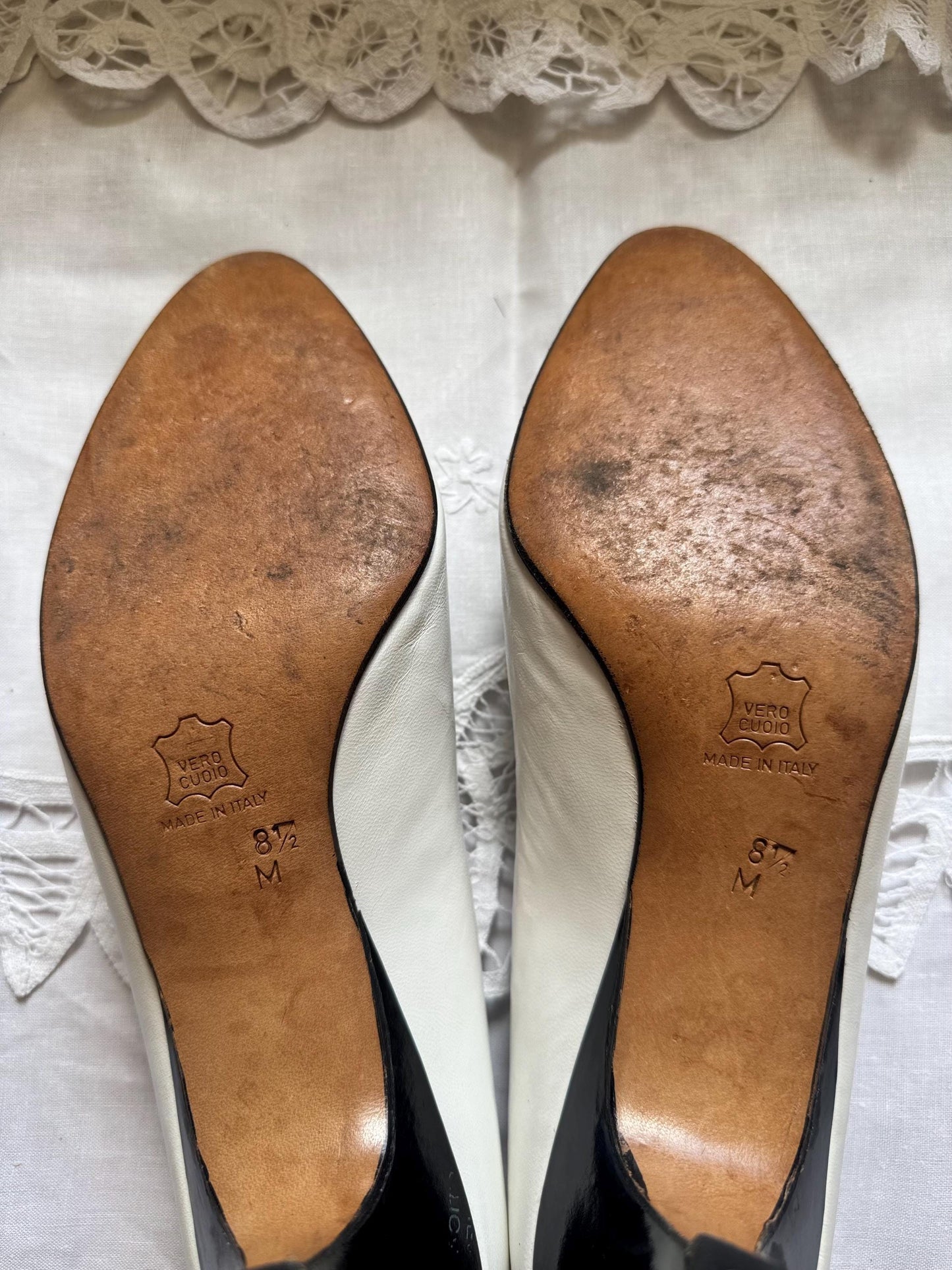 Vintage 1980s YSL White Leather Pumps